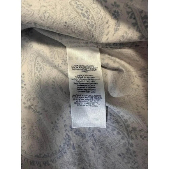 Chaps Blue & White Paisley contrast sleeves no iron Shirt size small #0944 - Picture 6 of 7